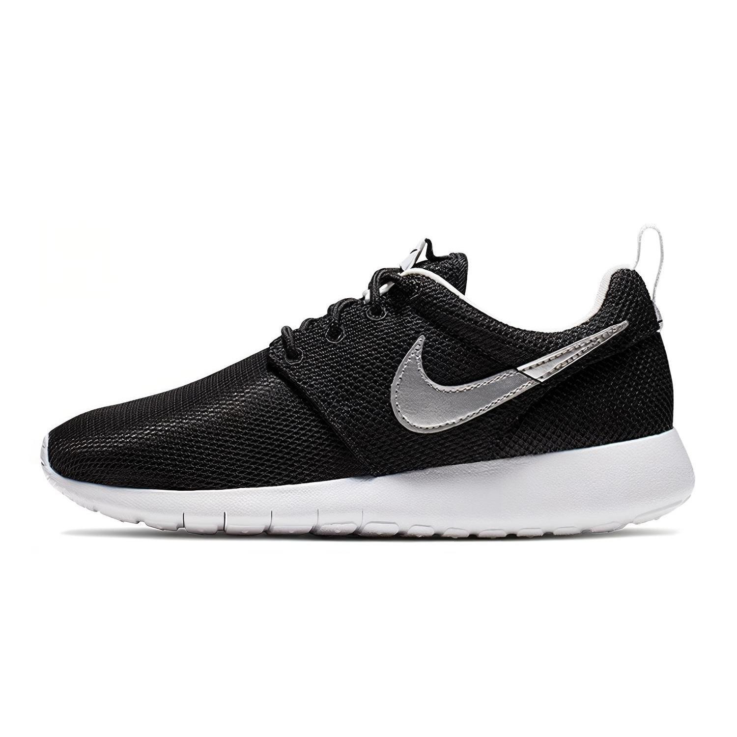 (GS) Nike Roshe One Black Metallic Silver Kids 599728-021 EU 37.5