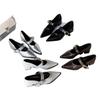 Pointed French single shoes retro temperament word Mary 2025 new silver thick heel middle heel shoes spring and autumn wear