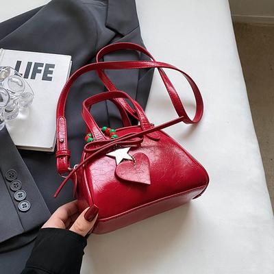 Červené svatební tašky z PU kůže pro ženy Jarní trendy dámské crossbody tašky Dámské ležérní všestranné malé kabelky