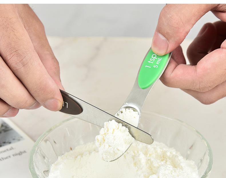 Stainless Steel Magnetic Measuring Spoons: 9-Piece Double-Ended Set for Baking & Seasoning in Home Kitchen