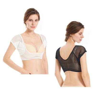 Women Tops U-Neck Short Sleeve Breathable Sweat-Absorbing Vest with Cotton Armpit Traceless Invisible