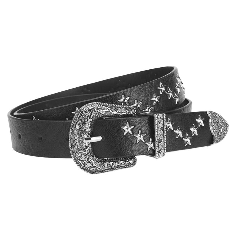 Elegant PU Belt With Star Embellishments Trendy Soft Belt With Adjustable Accessory for Dress or Jeans