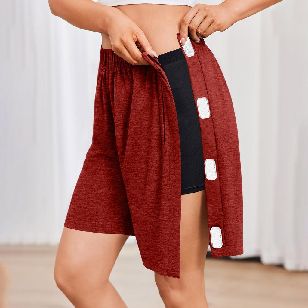 Unisex Afscheurbare Shorts Drukknopen Katoenen Sportshorts Herstel na Knieoperatie Herstelbroek na Heupvervanging met Zakken