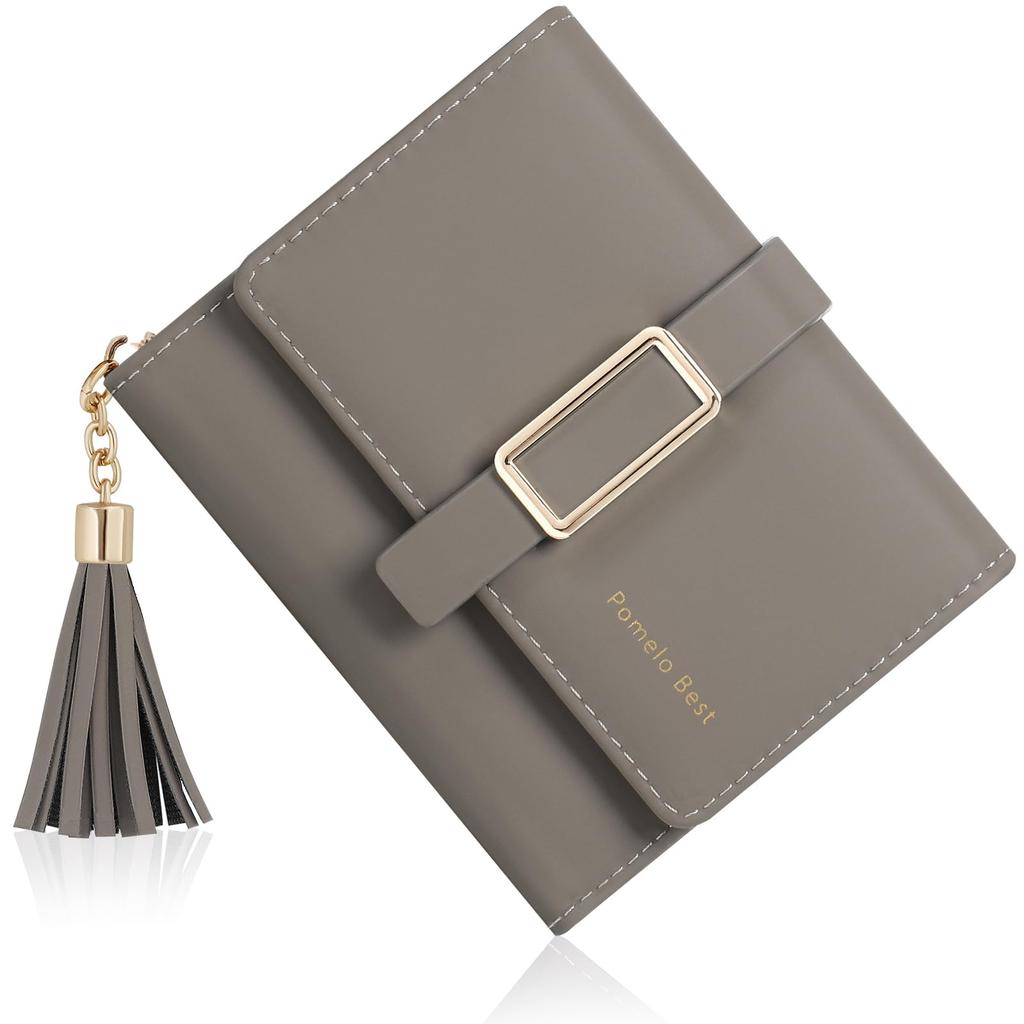 Pomelo Best Wallet with Skimming Easy To and Coin Perfect As a Gift Dark Women's Tri-Fold Prevention, Use, Foldable, Purse, (Solid Gray)