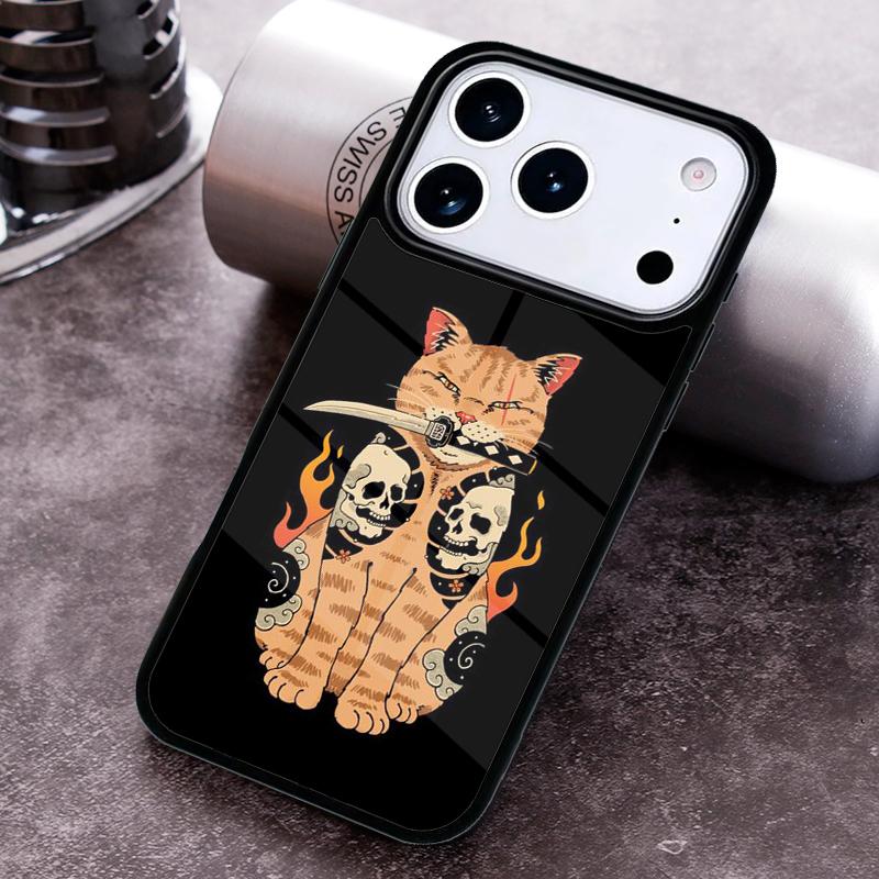 

Ukiyo-e Samurai Cat Neko Ramen Phone Case For iPhone 17,16e,15,14,13,12,11,Mini,Pro,MAX soft Silicone Cover iPhone 13