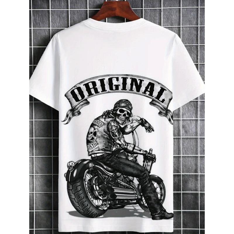 Evropské velikosti Velmi žádané Prémiové pánské ležérní sportovní tričko s stylovým grafickým motivem lebky jezdce - Ideální pro pohodlí i módu.