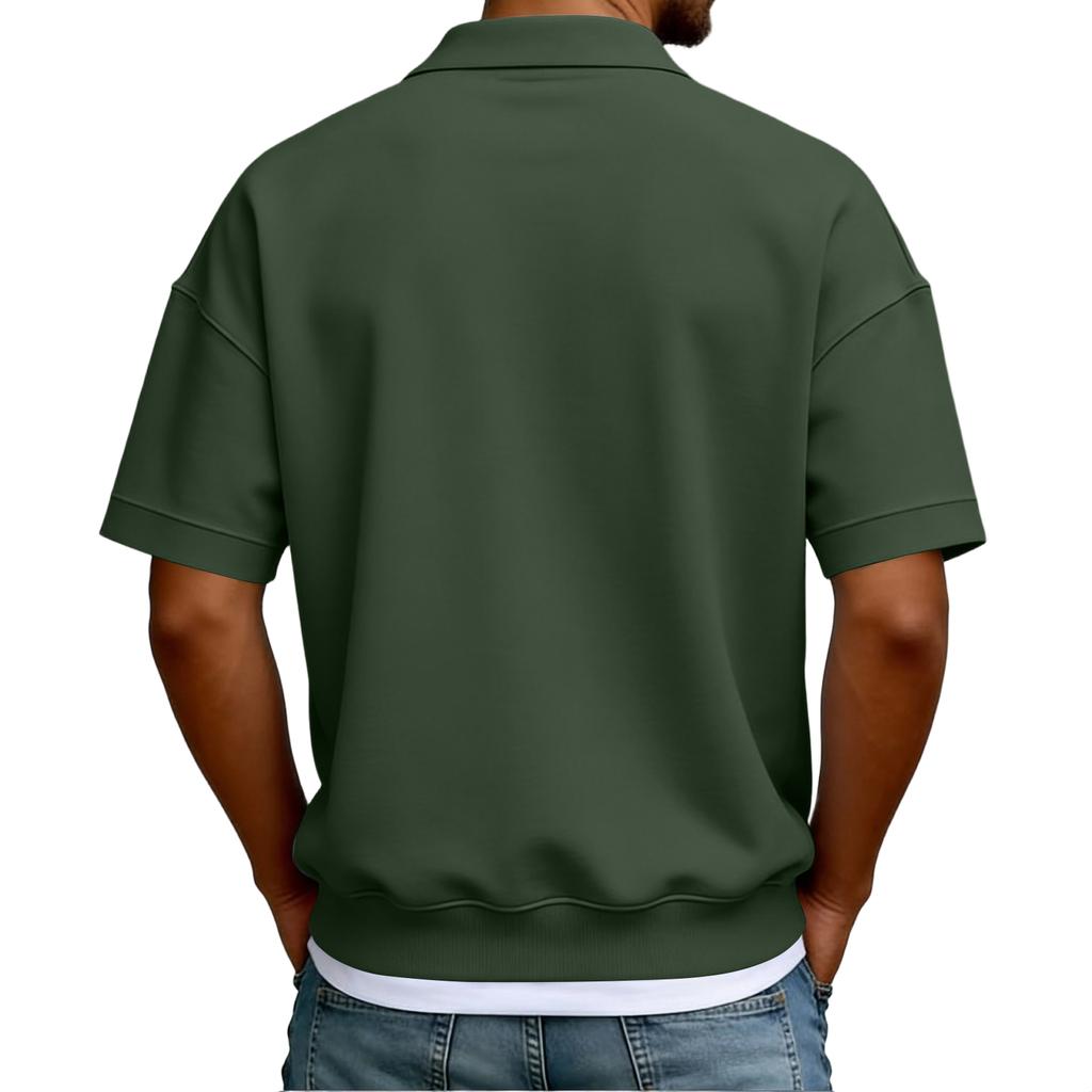 Men's  Collar Buttoned Casual Loose-fitting Pullover Short-sleeved Shirt