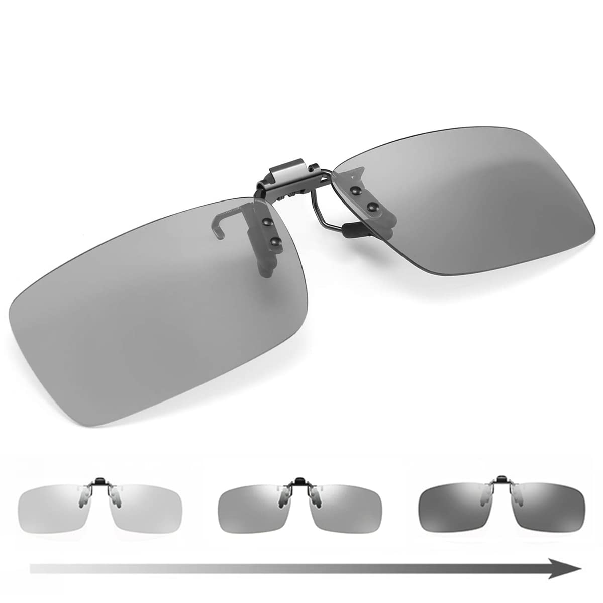 

KANGYONG Photochromic for Wear Over Glasses Photochromic Clip-on Sunglasses, Color-Changing, Polarized, Flip-Up, Driving, (Flip-Up Lenses)