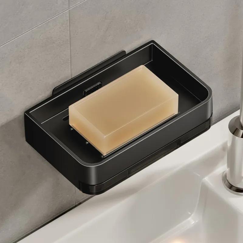 Aluminiumlegierung Seifenschalenhalter Ohne Bohren Badezimmer Seifenschale mit Ablaufloch Wandseifenschale Aufbewahrungsteller Tablett Badezimmer