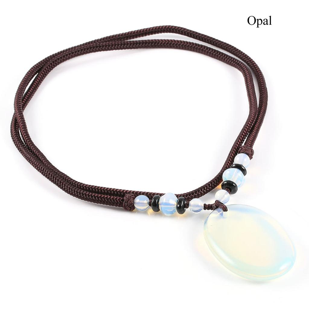 1 buc. Colier cu pandantiv oval din piatră naturală energetică, piatră prețioasă de cristal vindecător cu aura boemă, cu lanț, pentru femei, bărbați, îmbrăcăminte zilnică, bijuterii, cadouri