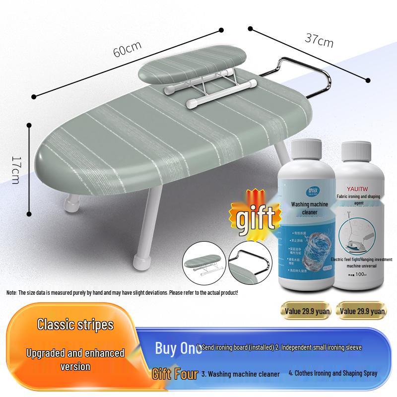 Folding Mini Ironing Board with Ironing Pad and Clothes Rack