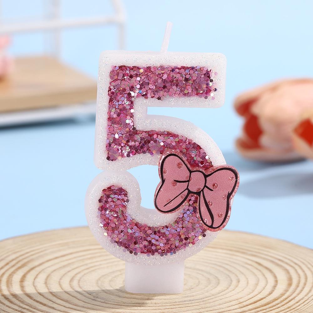 Handmade Overlock Bow Number Birthday Candles for Cake Decoration and Party Atmosphere