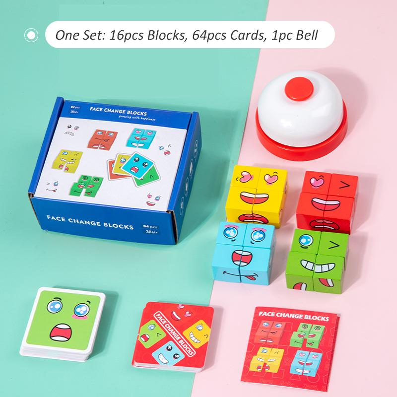 

Kids Face Change Cube Game Montessori Expression Puzzle Building Blocks Toys Early Learning Educational Match Toy for Children