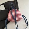 Lovely Cloth Lattice Backpack Mini Rural Style Denim Shoulders Bag Plaid Bow Knapsack Women