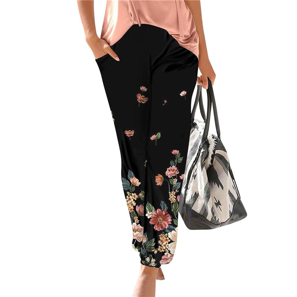 Women's Casual Fashion Print Straight Leg Pants Pants With Pockets