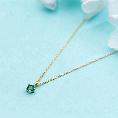 Silver 925 Daily Emerald Layered 18K Gold Cubic Necklace N019