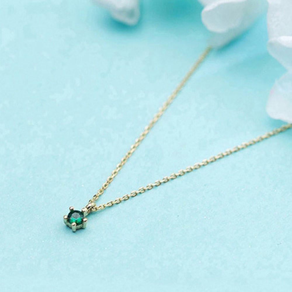 Silver 925 Daily Emerald Layered 18K Gold Cubic Necklace N019