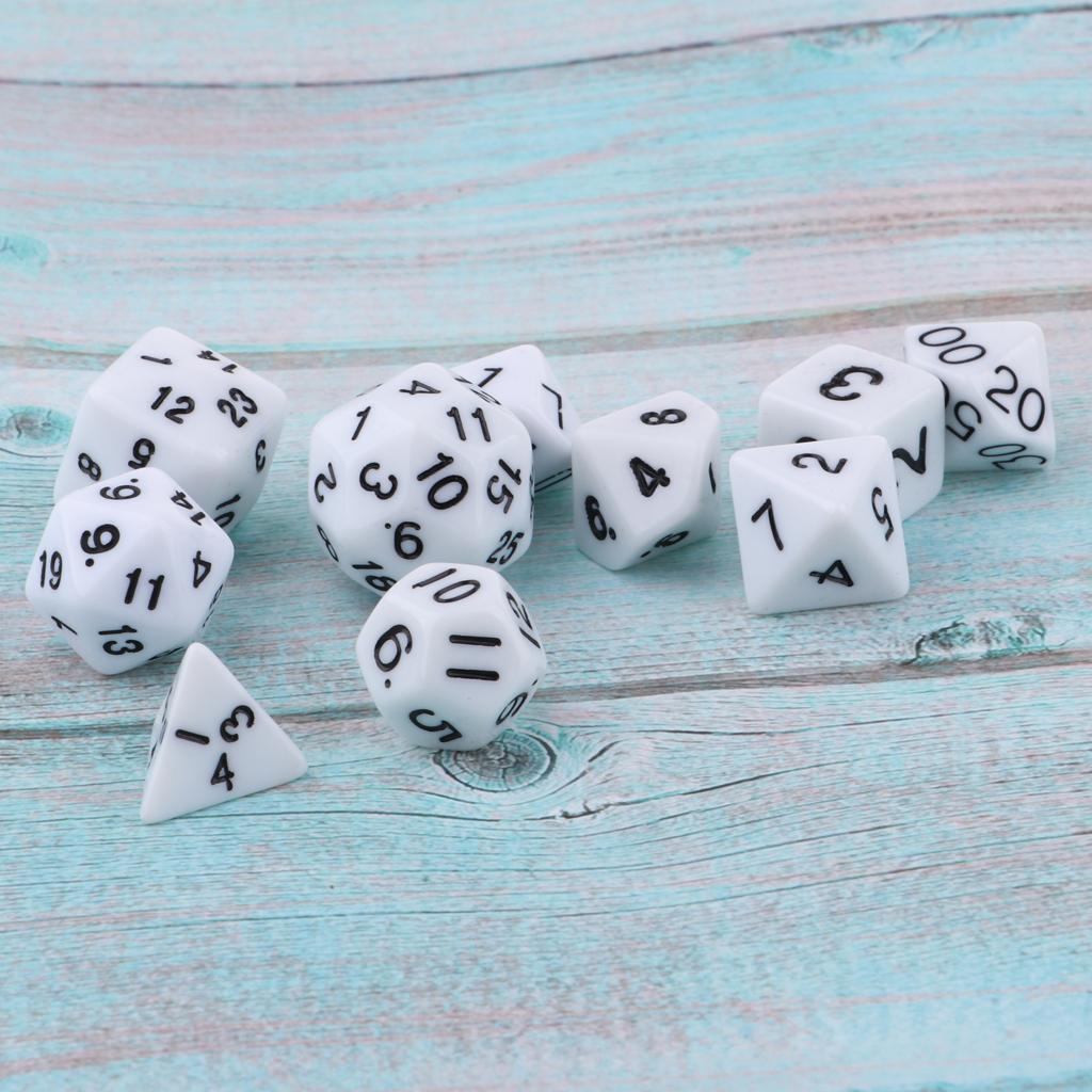 10 Stück Acryl s Set D mit Beutel Schwarz für Tischspiele, , DND RPG Gaming, Spielfertigkeits-Requisiten