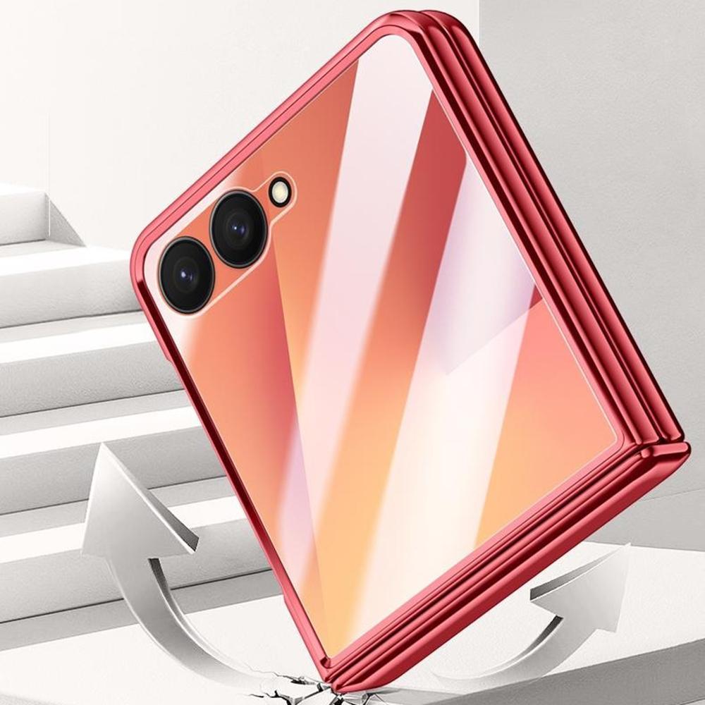 För Samsung Galaxy Z Flip7 5G Magnetiskt Skal Hårt PC+Akryl Telefonskal med HD Bakre Liten Skärmskydd