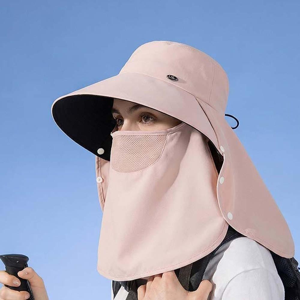 Wide-brimmed Sunshade Shawl Cap Anti-UV Mask Picking Tea Hat Cycling Cap Neck Protection Hat  Women