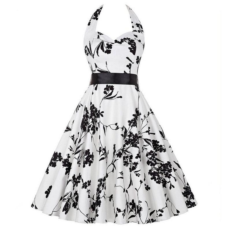 Elegante Vestito da Festa a Pois Vintage Anni '50 stile Halter di Audrey Hepburn