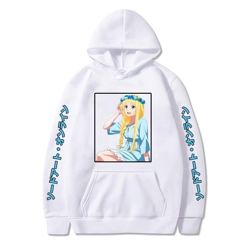 Anime Sword Art Online Clothes Yuuki Asuna Print Hooded Men Women Oversized Hoodies Casual Streetwear Harajuku Unisex Sweatshirt