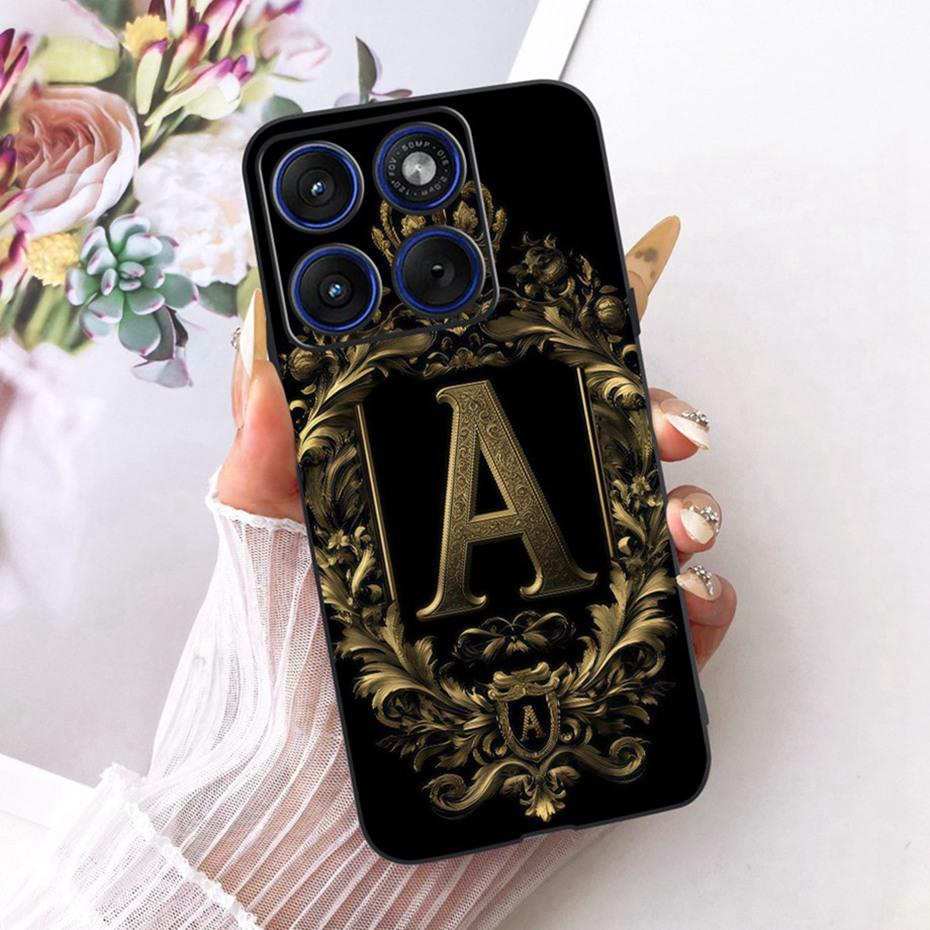 Fashion Crown Letter Case For Motorola Edge 70 / Moto X70 Air 5G Soft Black Silicone Back Cover For Motorola Edge70 Phone Cases