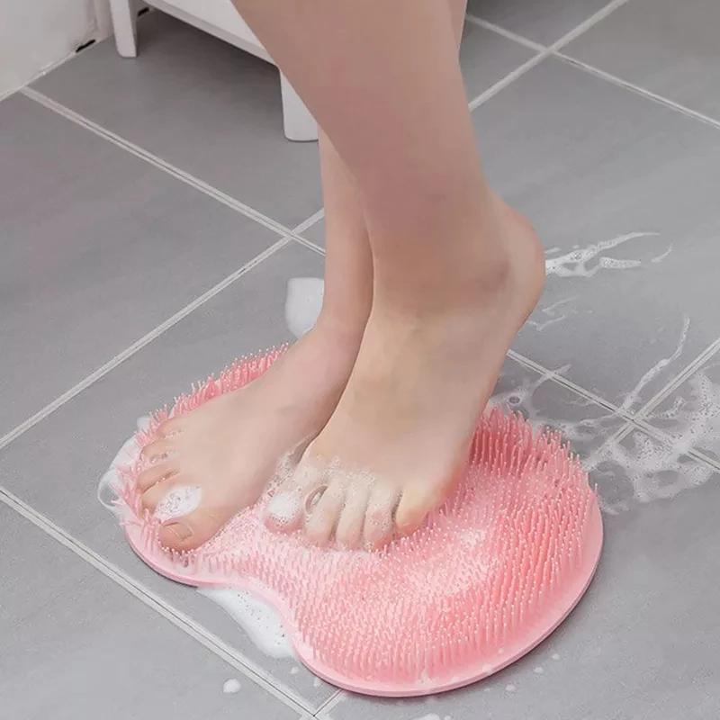 Shower Foot Brush Massage Mat Exfoliating Scrub Shower Back Brush with Suction Cup Foot Wash Brush Nonslip Silicone Bath Mat
