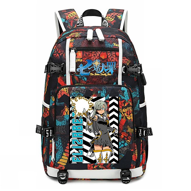 Grote Schoolrugzak voor Tieners Kinderen De Zeven Hoofdzonden Anime Print Casual Dagrugzak
