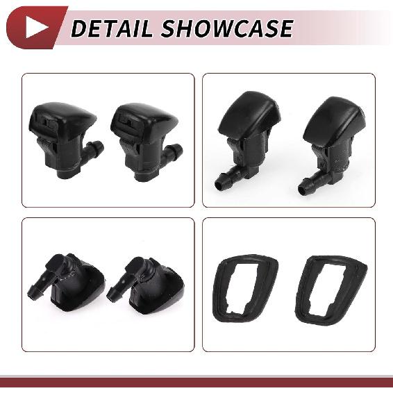 2pcs Windshield Washer Nozzle for Toyota Camry 2002-2006 Front Windshield Spray Nozzles Wiper Spray Washer Jet No.85381AA042 Black Plastic