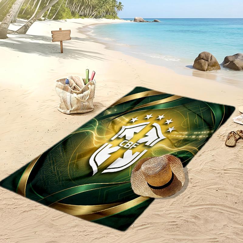 Asciugamano da Spiaggia con Stampa Calcio Brasiliano Asciugatura Rapida Super Assorbente Morbido Asciugamano da Bagno per Nuoto Spiaggia Viaggio Souvenir Regalo