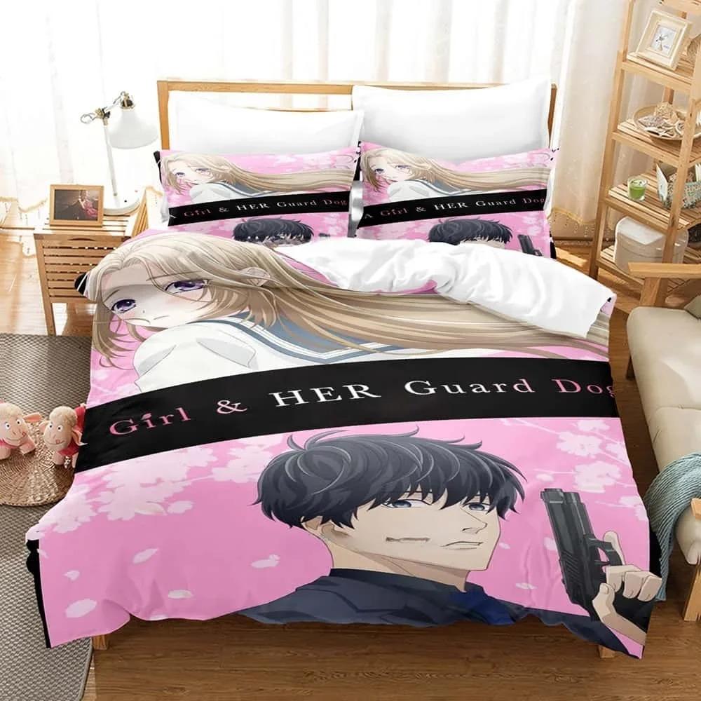 Comfortable Anime Print Bedding Set With Duvet Cover And Pillowcases Single Twin Full Queen King Sizes For Adults And Kids