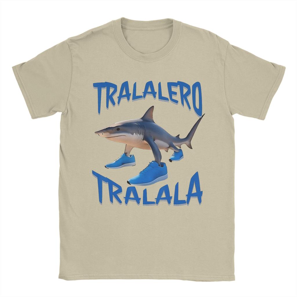Tralalero Tralala Shark Meme  T Shirt Men 100% Cotton T-Shirts Round Neck Italian Brainrot Memes Tees Short Sleeve Clothing