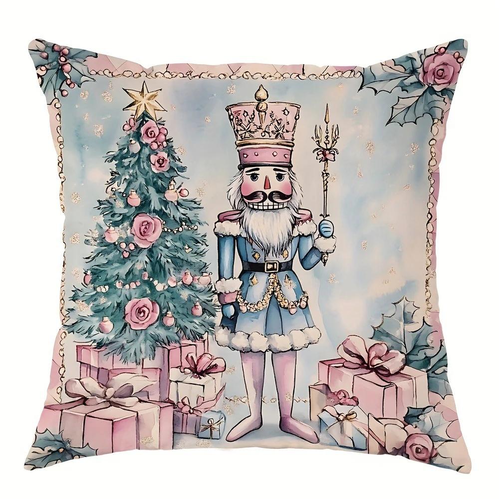 Christmas decoration pillowcase Merry Christmas Nutcracker princess garland pattern design suitable for home sofa cushion cover