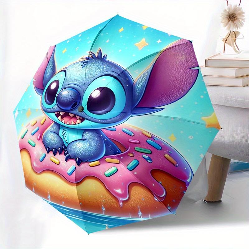 Stitch,Donut Themed Folding Umbrella, the Best Choice for Gift Giving, 8 Ribs, Casual, Durable, Lightweight and Portable Travel Umbrella, Su
