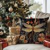 Vikama Vintage Goldene Libelle & Wildblumen Kissenbezug Dunkler Botanischer Kissenbezug Für Sofa Schlafzimmer Heimdekoration