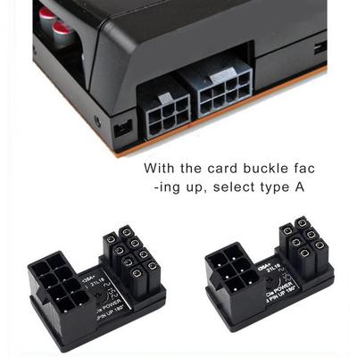 GPU VGA 8-Pin 6-Pin Male To 8-Pin 6-Pin Female U Turn 180-Degree Connector Power Adapter for Desktop Graphics Card PH36A