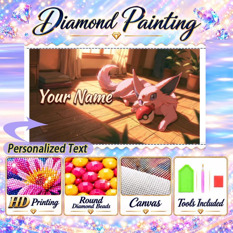 Personalized espeon Diamond Art Custom Name 5D Diamond Painting Full Drill DIY Craft