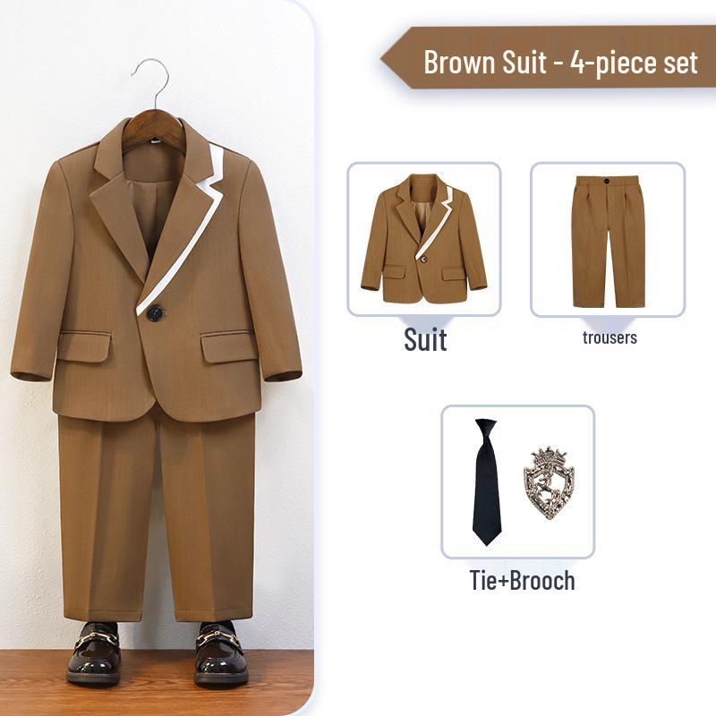 Boys' British Gentleman Suit Set - Formal Wear for Piano, Host Speech, or First Birthday
