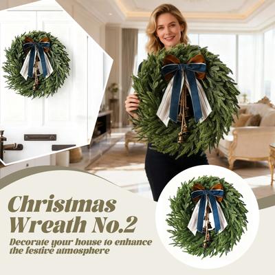 Norfolk Wreath For Front Door, Artificial Wreath, Realistic Artificial Green Leaves Wreath For Wall, Window
