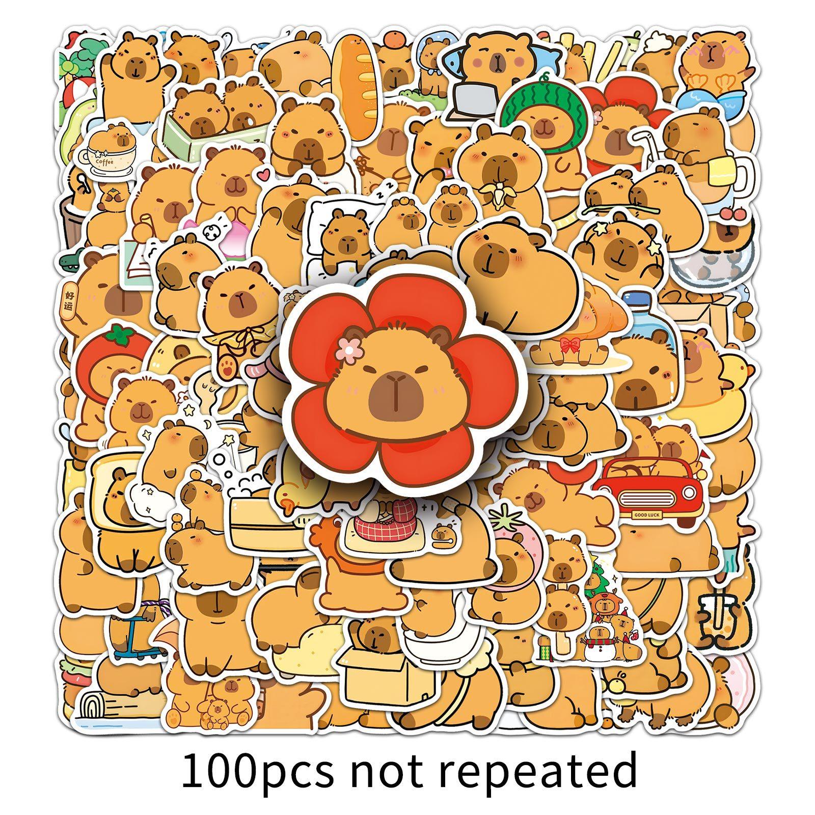 

100 Мультяшных наклеек с капибарами Креативные Милые Животные Марлевый Ручной Счет Декоративные Наклейки для Водяной Чашки Чехол для Мобильного Телефона Компьютерные Наклейки