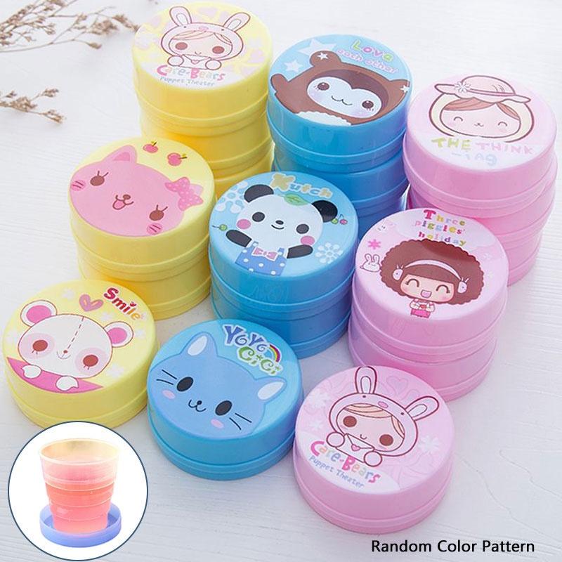 Cartoon Creative Foldable Cup Portable Plastic Travel Mug Hygienic Lightweight