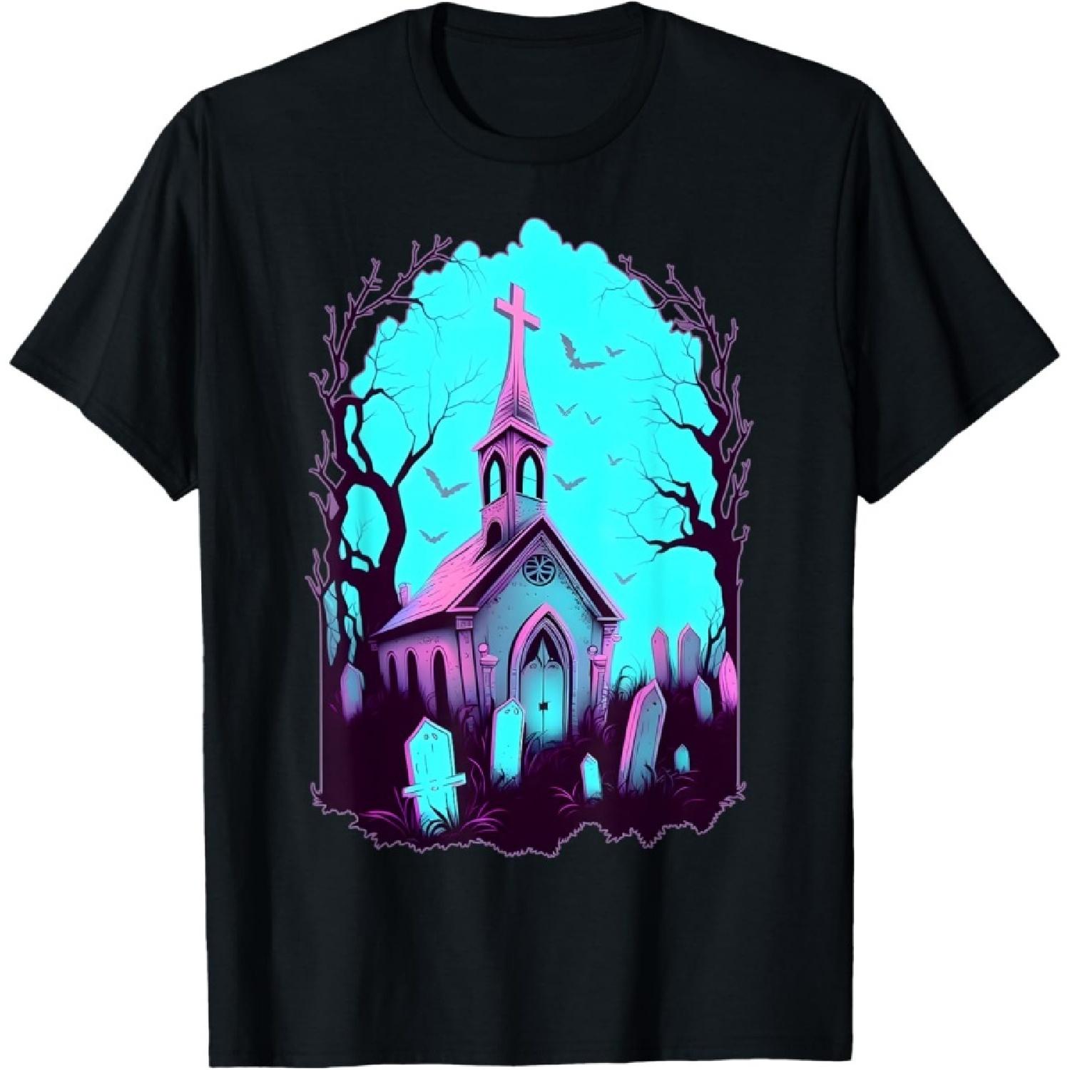

Pastel Goth Church Cemetery Spooky Graveyard Cute Halloween T-Shirt(1) XXXXXL чорний