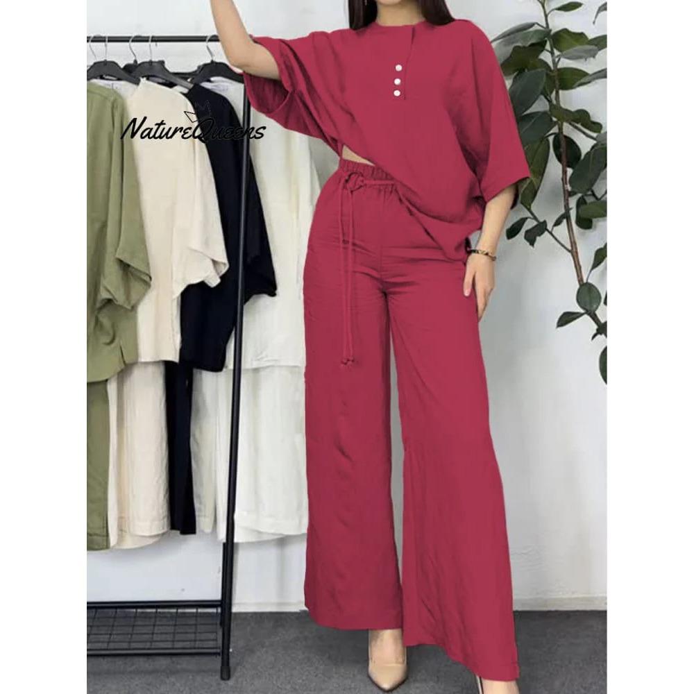 

Модный повседневный свободный костюм с короткими рукавами большого размера для женщин S красный