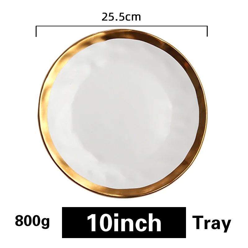 Phnom Penh Céramique Plat Occidental Mat doré Assiette à steak Assiette à salade créative rétro Service d'assiettes Assiette à dessert nord-européenne