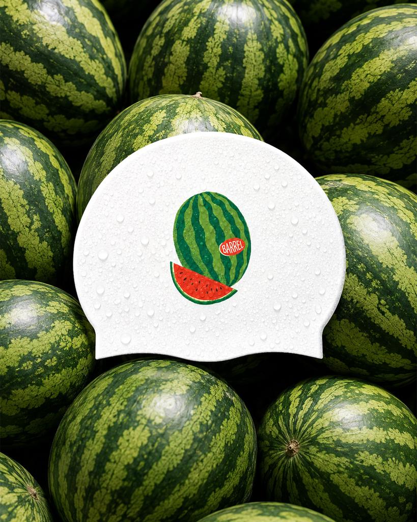 BARREL Watermelon Silicone Swim Cap White (B6Suasc126Wht)