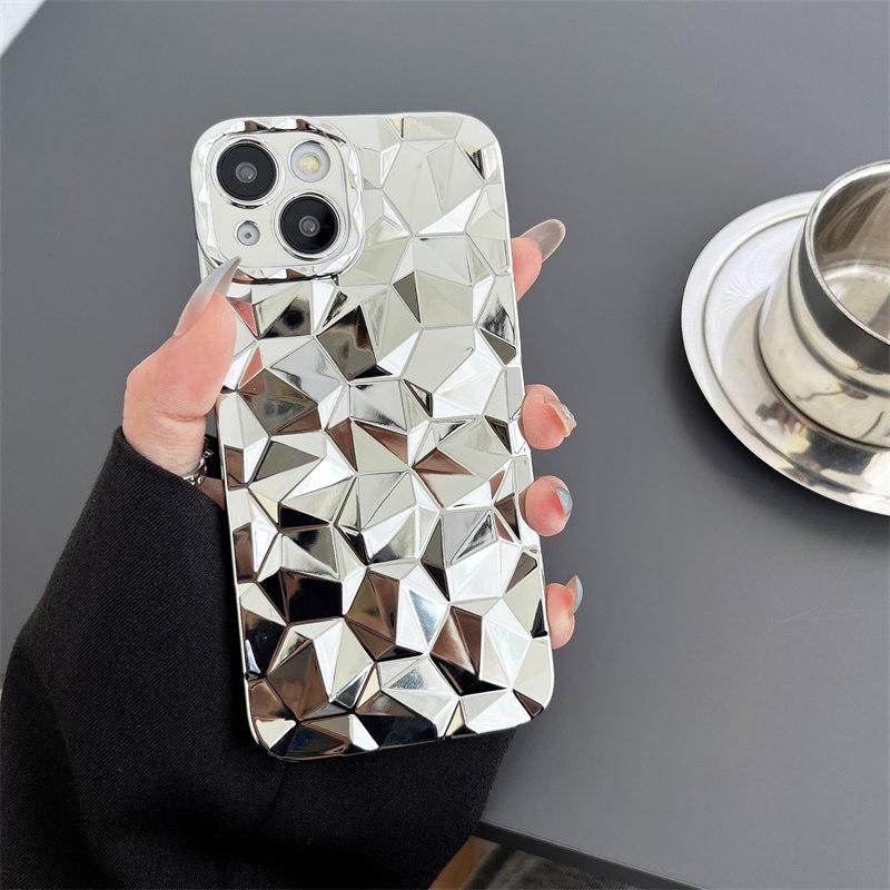 

Роскошный чехол с 3D-ромбовидным покрытием для iPhone 15 Pro Max 14 Plus 13 12 11 7 8Plus SE 2020, чехлы «все включено» для защиты от падения iPhone 13 Pro Max серебряный