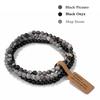 3Pcs/set Natural Green Stone Bracelet 4mm Moss Agates Black Onyx Cat Eye Beads Elastic Bracelets For Women Men Simple Jewelry