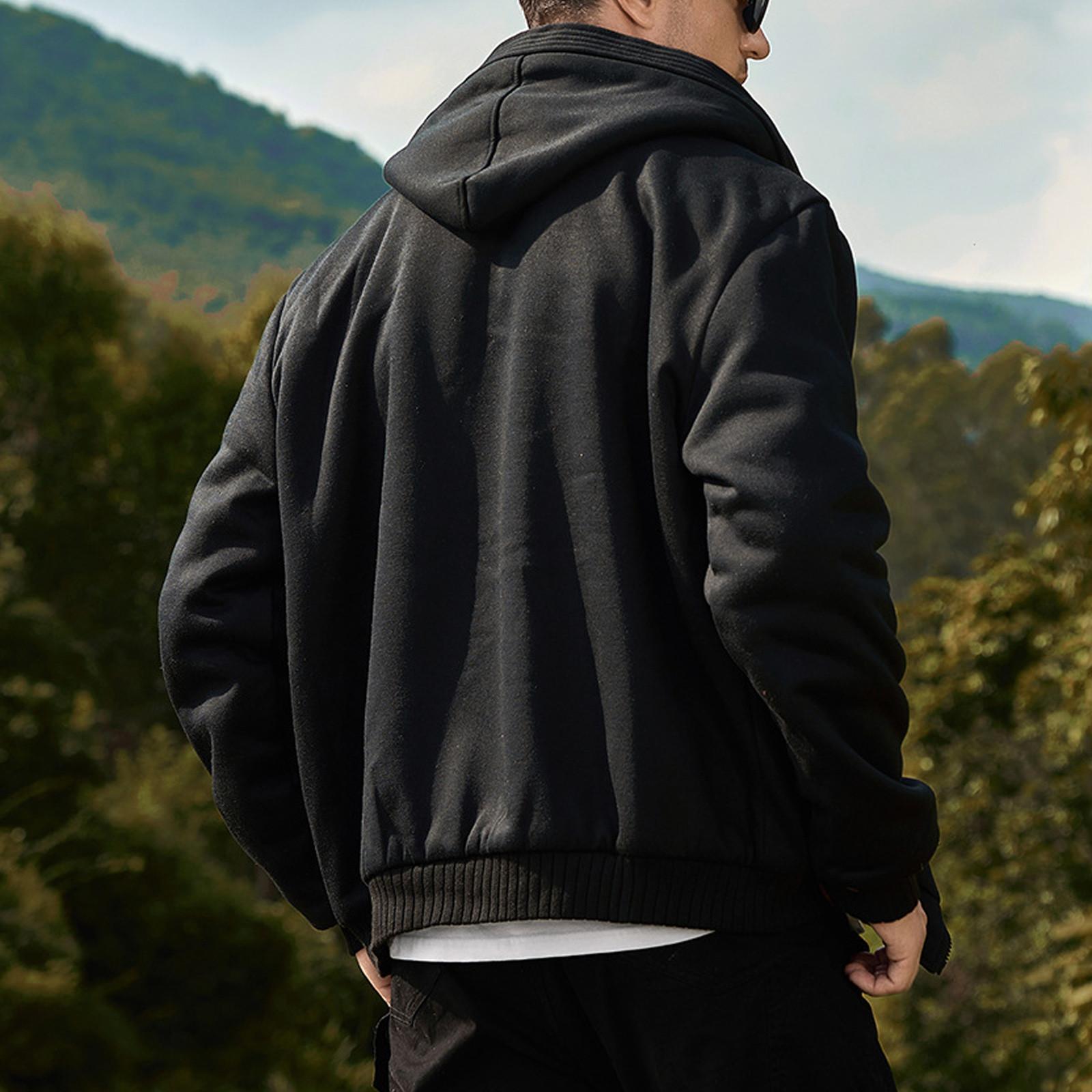 Мужской пуловер на молнии с длинными рукавами и капюшоном — фото 8