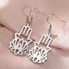 LIKGREAT Lotus Flower Earrings Fatima Hand Earring Stainless Steel Lucky Amulet Jewelry Valentine's Day Gift for Women